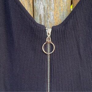 Hera Collection Black Midi Dress with Front Zipper